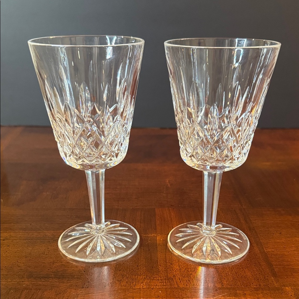 Waterford Crystal Lismore Claret Wine 7" Glasses Set of 2 Ireland